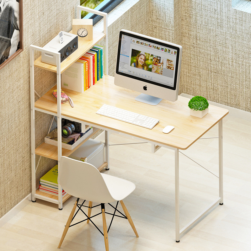 电脑桌 台式家用简约现代笔记本电脑桌简易书架组合办公桌
