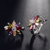 Earrings, zirconium, Aliexpress, flowered, wholesale
