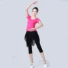 Red trousers with a round collar, J02, with short sleeve