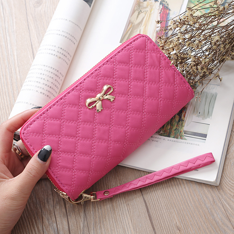 Korean fashion ladies double pull wallet bowknot PU leather multicard wallet  NHLAN520916picture3