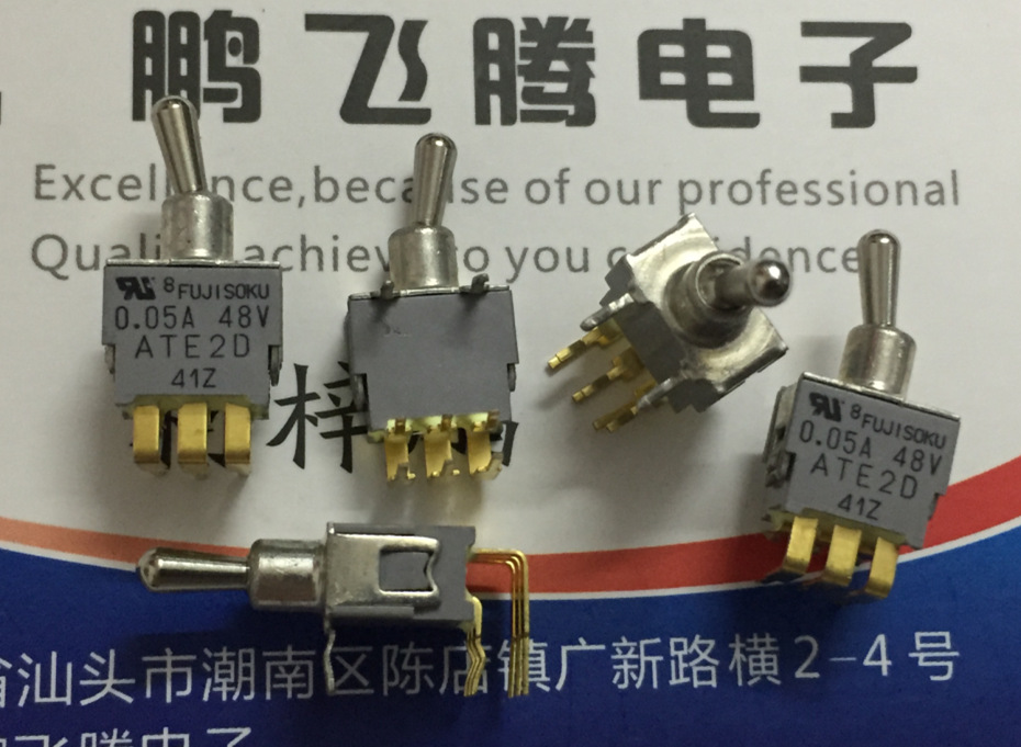 日本FUJISOKU ATE2D微型钮子开关弯脚6脚2档0.0摇头拨动开关