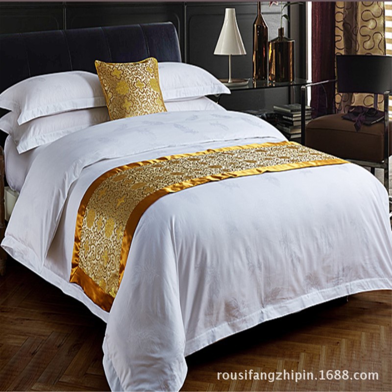 hotel hotel The bed Supplies wholesale customized Star hotel Satin Jacquard weave Four piece suit Quilt cover Feather flowers