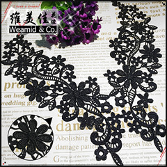 Manufacturer Direct Sale, Exports Black Embroidered Lace Edge, Women's Dress Exquisite Polyester Thread Collar Water-Soluble Matched Flowers