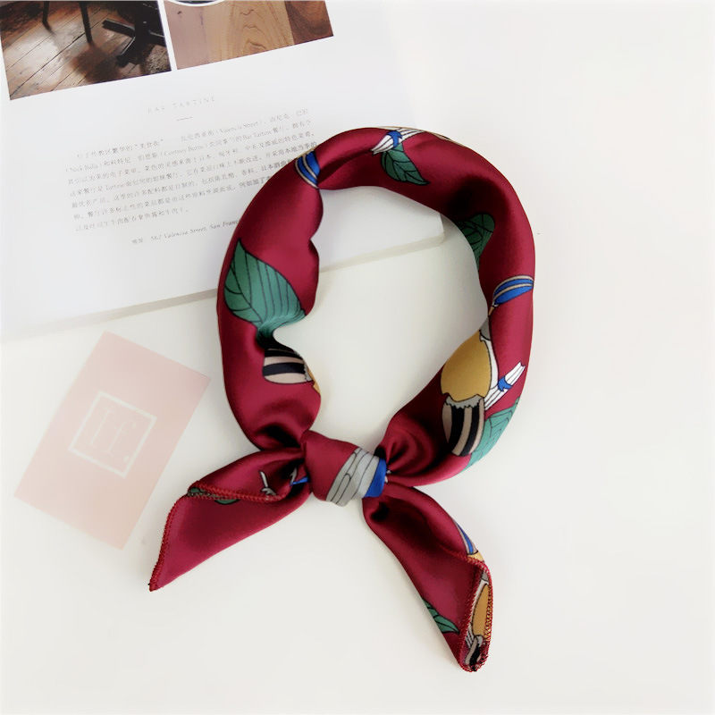 Women's Simple Style Stripe Polka Dots Chains Print Satin Silk Scarf display picture 16