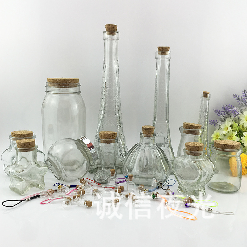 Botella de vidrio botella de caramelo botella de pudín de corcho que deseen botella con corcho cielo estrellado micro paisaje