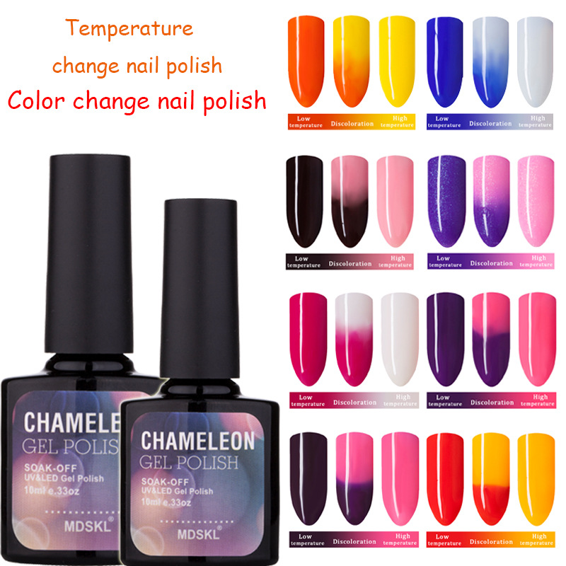 厂家直销温变甲油胶 跨境专供环保无味指甲油美甲店可卸指甲胶