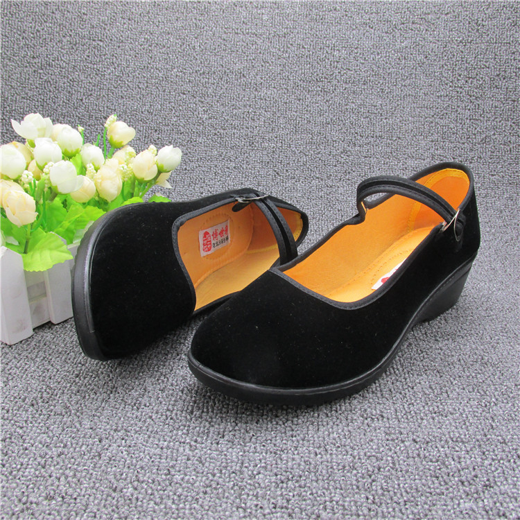 Old Beijing cloth shoes work Cloth shoes hotel square dance Women's Shoes polyurethane With slope Single shoes