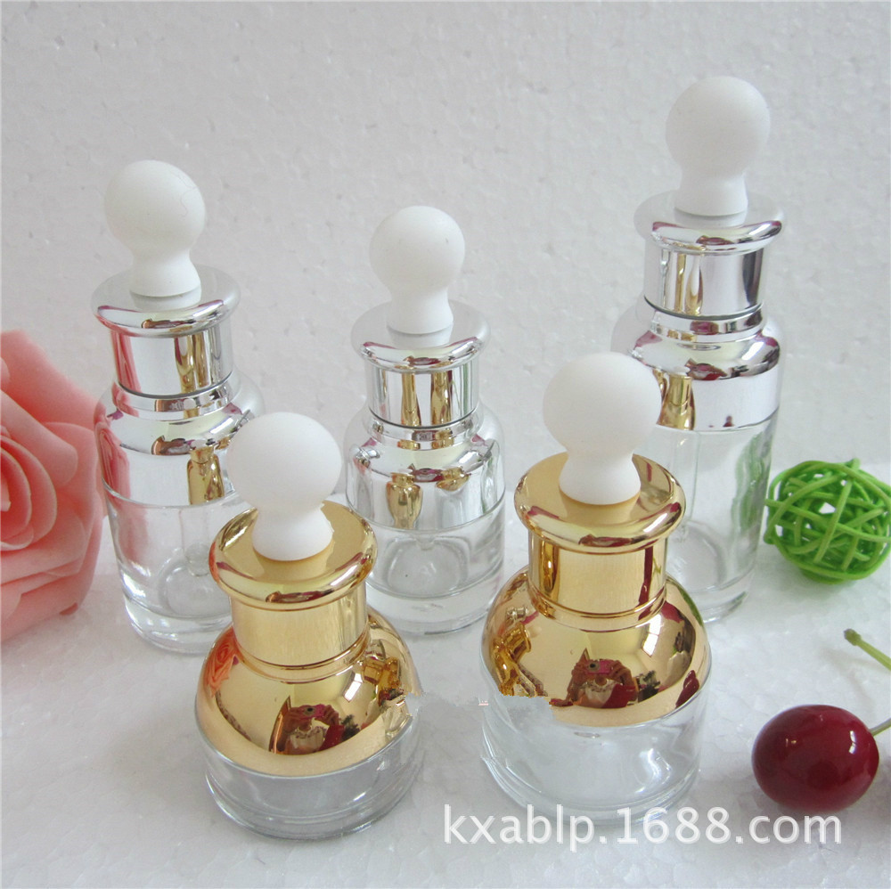 厂家批发30毫升50透明玻璃精油瓶滴管瓶化妆品分装瓶空瓶小容量