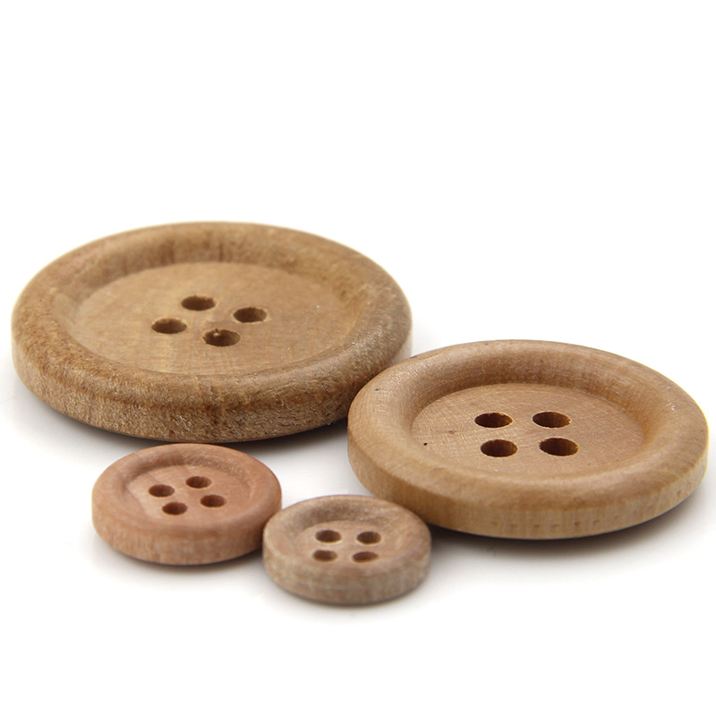 Manufacturer's spot four-eye round edge wooden buttons natural…