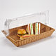 PP Imitation Rattan Woven Basket Rectangular Bread Basket Commercial Super Display Cabinet Vegetable and Fruit Display Basket with Lid Western Food Pastry Basket