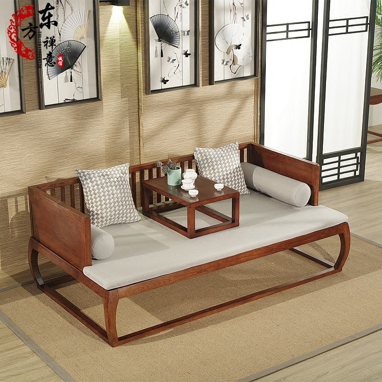 罗汉床榻仿古实木沙发组合现代简约客厅禅意家具中式酒店会所沙发|ru