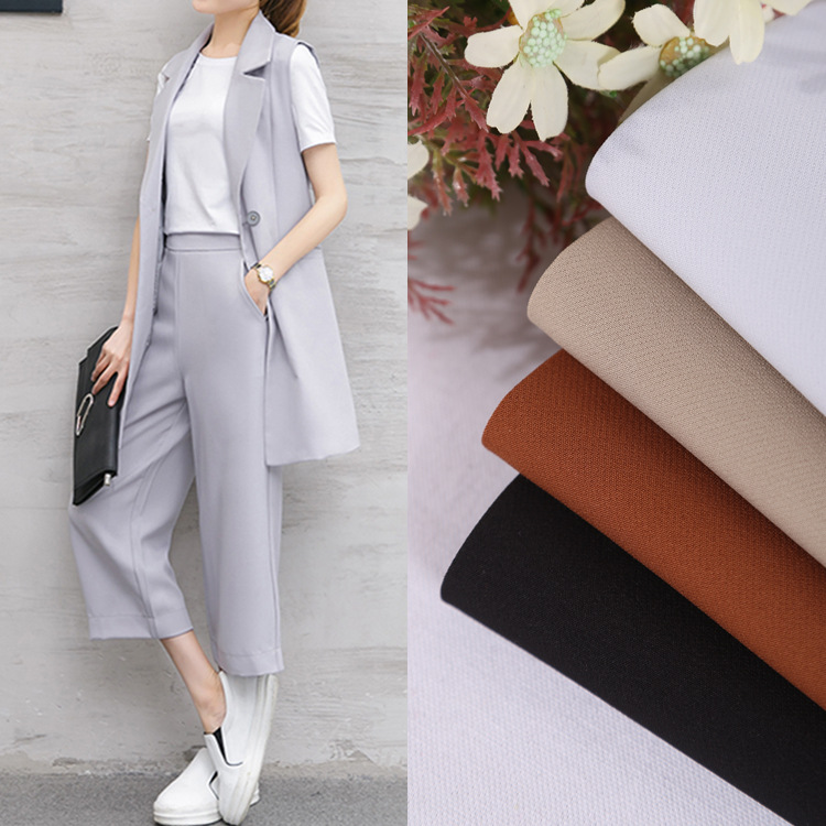 秋季套装女装面料 时尚女装150D平纹双层马甲风衣西装涤纶面料