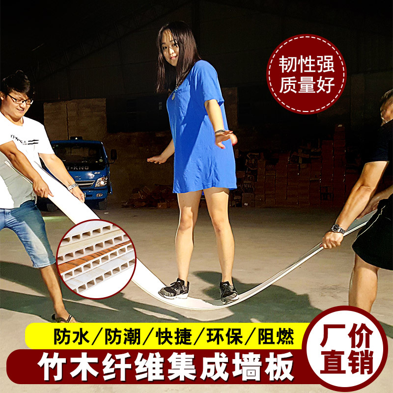 竹木纤维集成墙板生态木吊顶室内电视背景墙快装墙面板卡扣护墙板