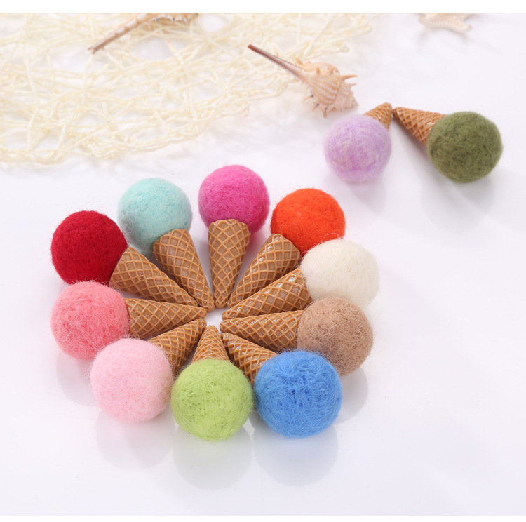 Wool felt poking ice cream cone egg ball wreath bouquet floral diy finished accessories Wool felt poking ice cream cone egg ball wreath bouquet floral diy finished accessories