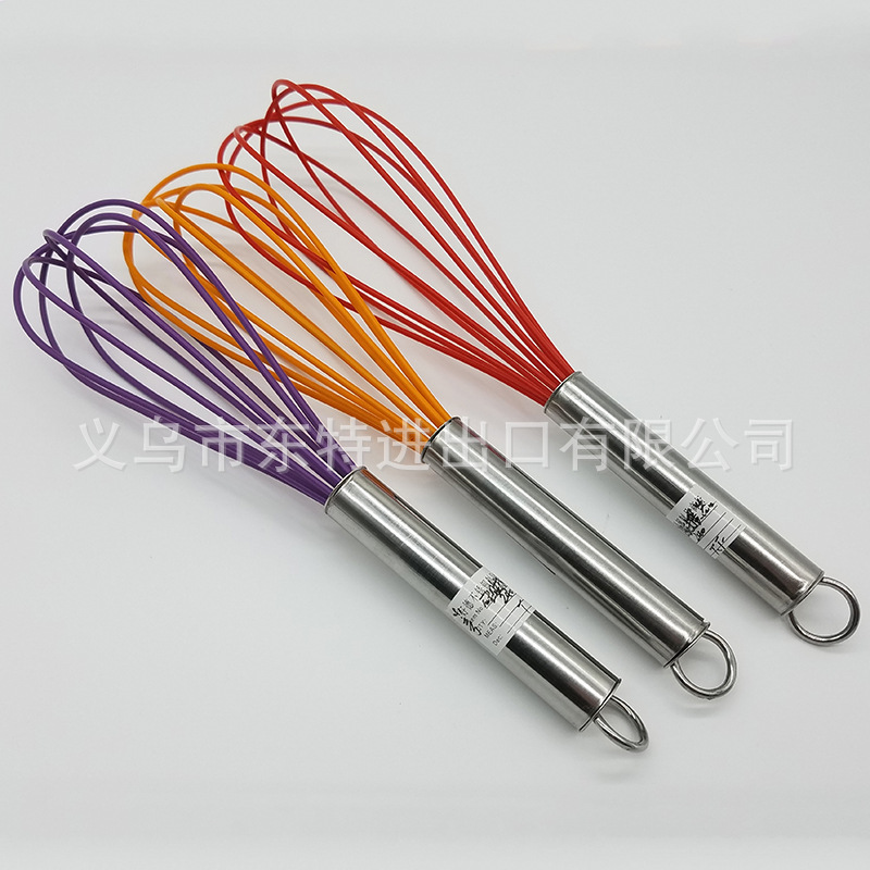 Wholesale of food-grade silicone stainless steel handle manual egg beaters, egg beaters and dough mixers for baking cakes detail image 9