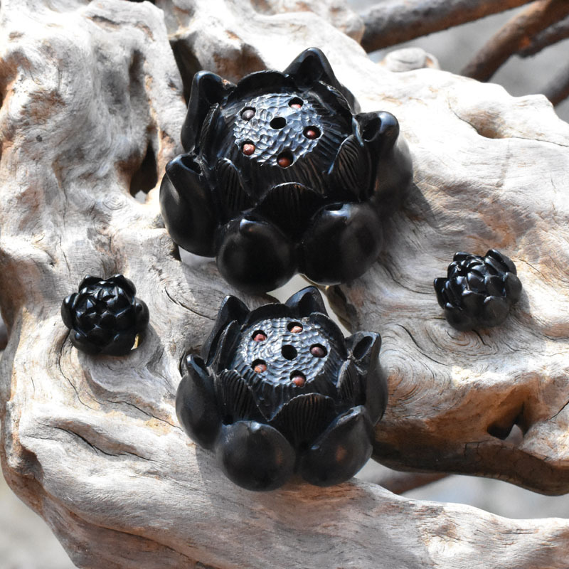 黑檀木手工精雕各尺寸滴血莲花配件车挂饰品吊坠DIY饰品