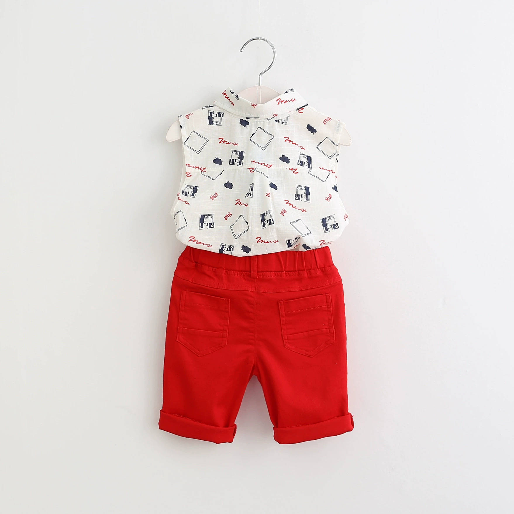 Fashionable vest, set, bow tie, belt, Korean style, cotton and linen