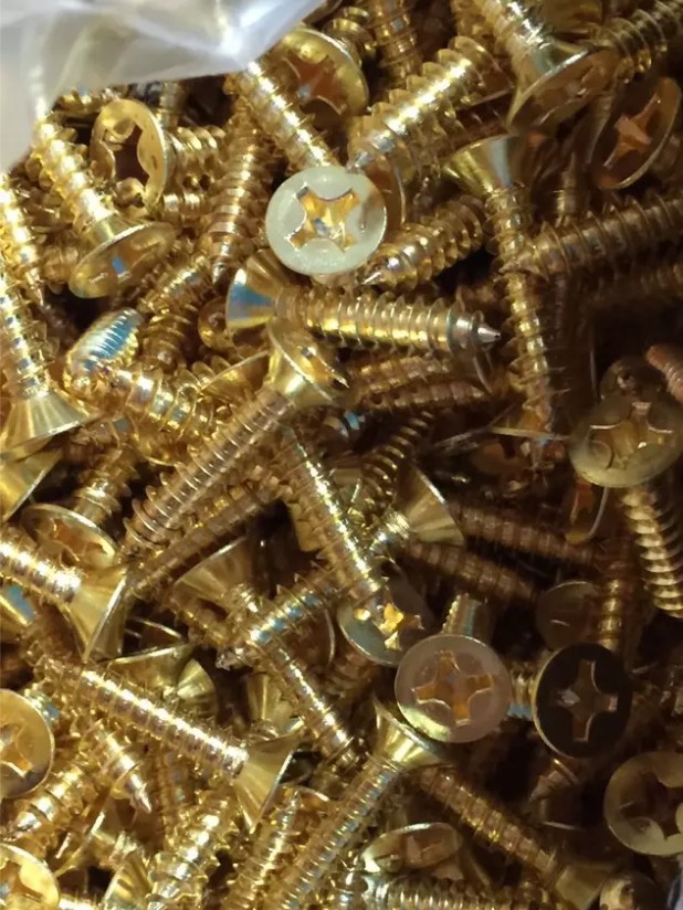 구리 도금 셀프 태핑 나사 KA 골드 컬러 스크류 M2 M2.3 M2.6 M3 M4 작은 힌지 크로스 카운터 침몰 헤드 나사