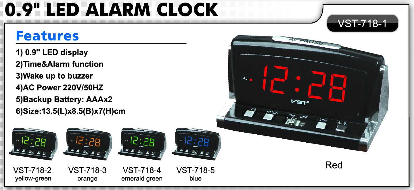 Supply Vst718 LEDCLOCK digital LED alarm clock is plugged in with an