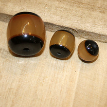 厂家直销树脂仿一线牛角桶珠圆珠 羊角色镶黑边饰品配件
