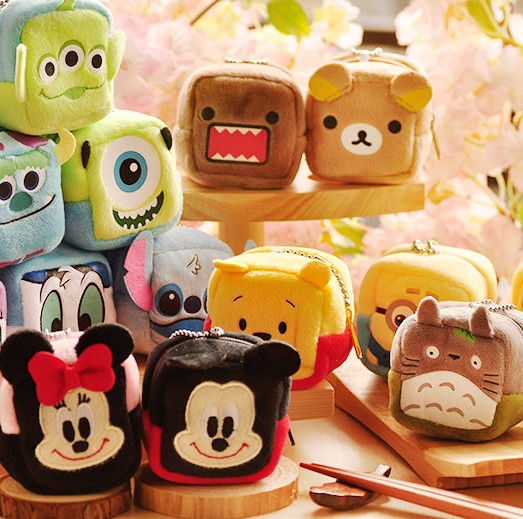 创意卡通立体方块小零钱包方 方砖硬币包 带珠链|ru