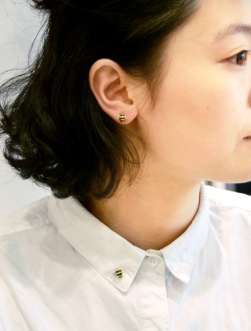 Bee Ear Studs Front View