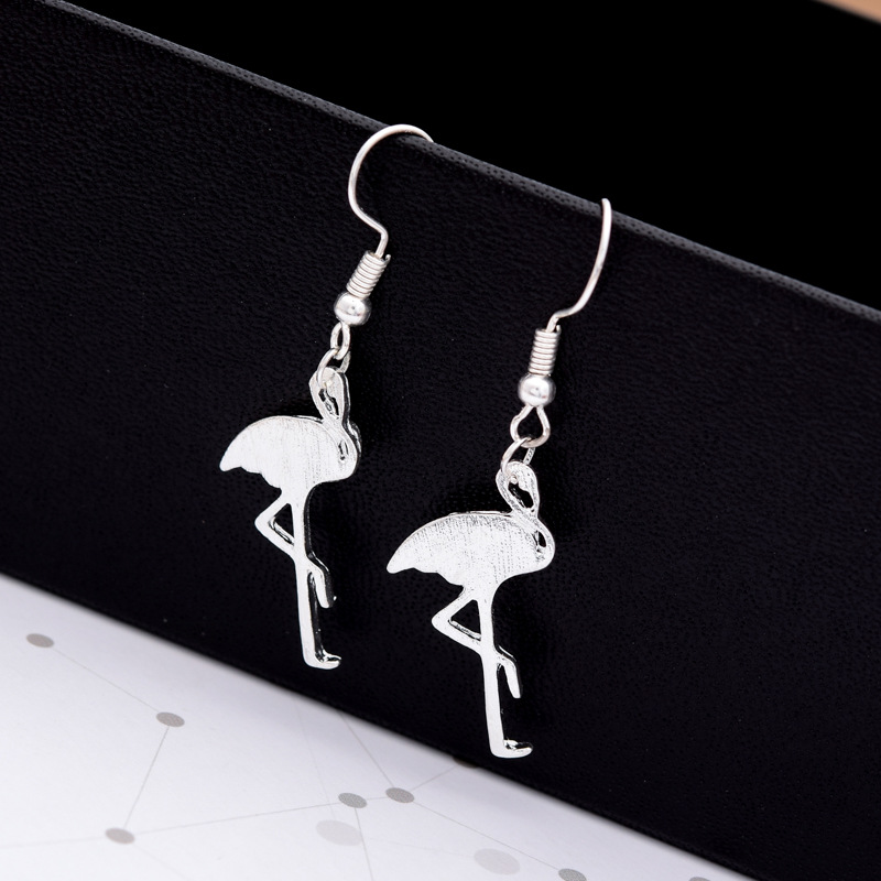 Best Selling Handmade Brushed Red-crowned Crane Earrings Fashion Animal Red-crowned Crane Alloy Earrings display picture 8