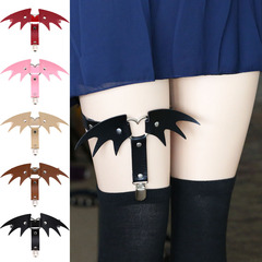 Western punk heart leather garter belt street style night club exaggerated Halloween wings leg ring ankle ring garter clip