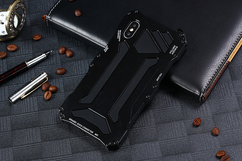 S.CENG Gundam Water Resistant Dustproof Shockproof Silicone Gorilla Glass Aluminum Alloy Metal Case Cover for Apple iPhone X