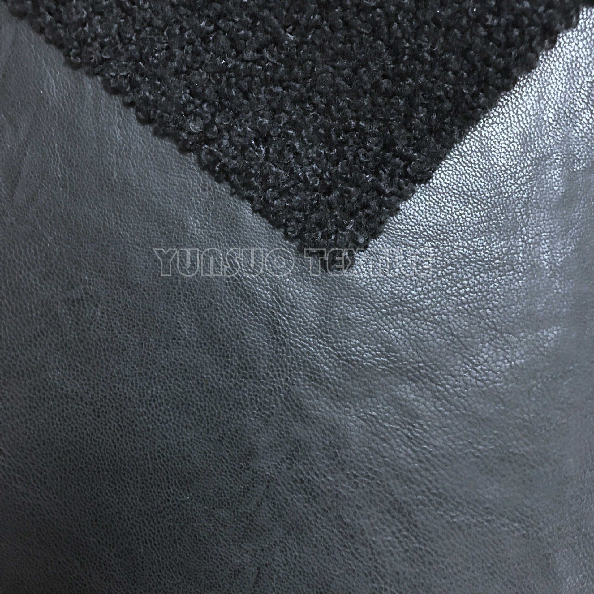 皮毛一体 人造革 黑色水性PU 欧洲环保