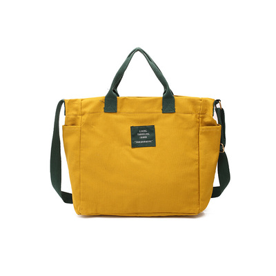 厂家批发2019韩国帆布包女单肩包百搭撞色文艺斜挎包手提女包包袋