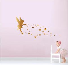 JM064仙女吹星星亞克力鏡面牆貼 立體環保牆貼 家居裝飾
