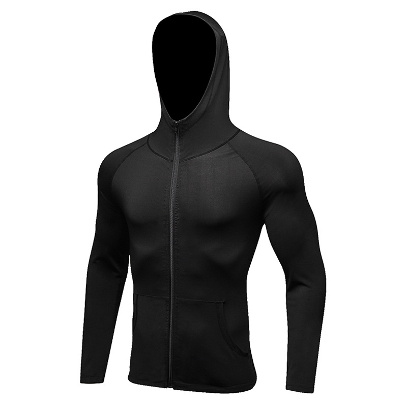 Men Autumn And Winter Sports Jacket, Fitness Running Training, Long-Sleeved Zipper Casual Hoodie Quick-Drying Jacket