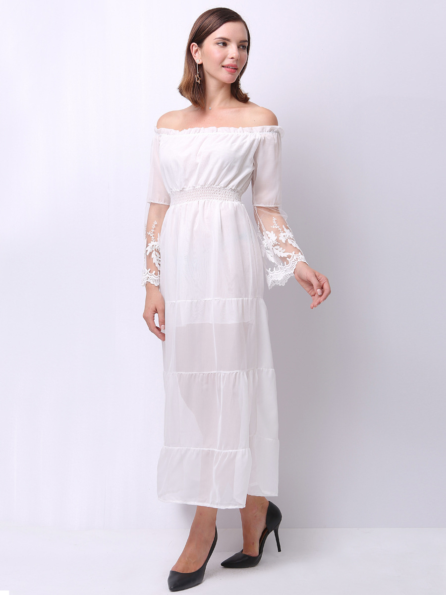 light white slim long-sleeved dress nihaostyles clothing wholesale NSJR70574