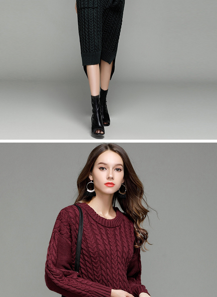 twisted flower lengthened pullover knitted dress NSYH22099