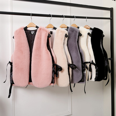 新款时尚仿皮毛马甲背心 女式短款显瘦无袖外套马夹坎肩百搭背心|ms