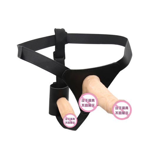 Factory wholesale adult sex toys masturbation sex double penis wearing pants PU penis leather pull-up pants