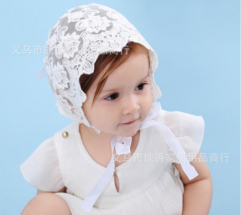 速卖通公主帽蕾丝花边蝴蝶结蕾丝透气婴儿胎帽Princess Baby Hat