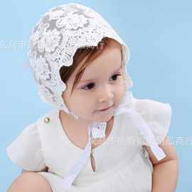 速卖通公主帽蕾丝花边蝴蝶结蕾丝透气婴儿胎帽Princess Baby Hat