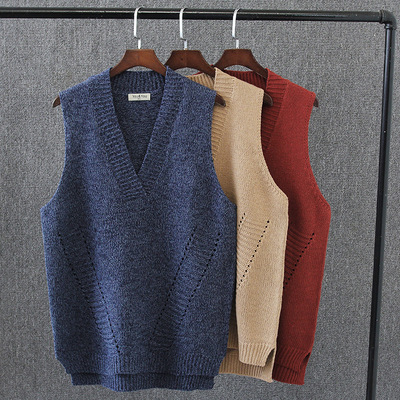 E2胖MM大码女装春季新款毛衣宽松韩版套头马甲毛衣V领背心6678V2|ru