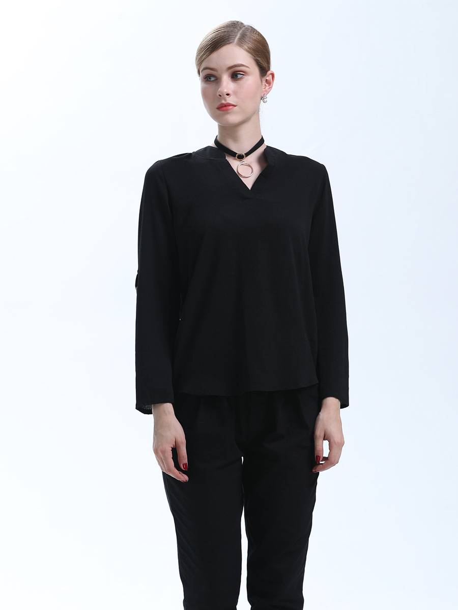 fashion casual all-match V-neck long sleeve chiffon shirt  NSJR36718