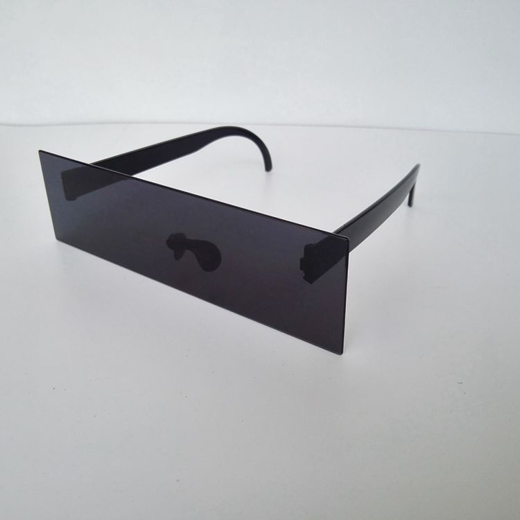 直板长条墨镜老司机装逼道具二次元漫展表演黑长框方形太阳镜