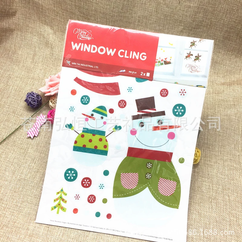 Индивидуальные рождественские Снежинки Снеговик рождественские оконные наклейки Статические наклейки на окна автомобиля наклейки
