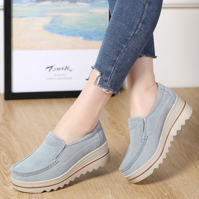 Autumn British Style Slope Heel Small Size Leather Soft Sole Booster Shoes