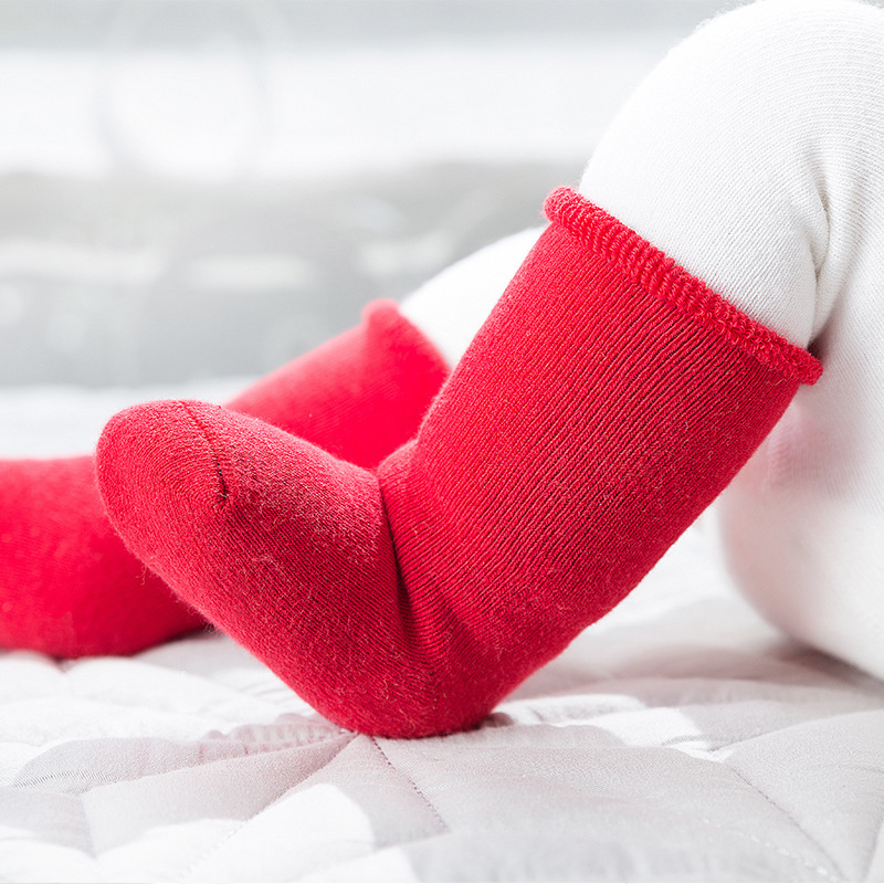 Año DE NACIMIENTO engrosado bebé Terry Calcetines rojo auspicioso Año nuevo bebé calcetines media pantorrilla toalla caliente recién nacido Calcetines