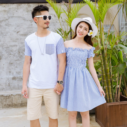 Summer Parent-Child Outfit Fashion Trendy Kids Short Sleeve T Family Set Mother and Daughter One-Shoulder Dress 1138