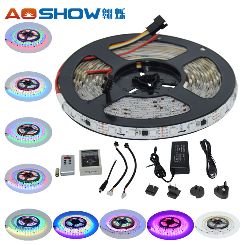 景观亮化WS2818 60灯/M IP20不防水 断点续传灯带 5050幻彩可编程