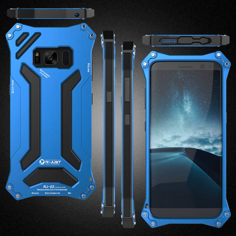 R-Just Gundam Water-resistant Shockproof Dirt-proof Snow-proof Premium Armor Heavy Duty Metal Protective Case Cover for Samsung Galaxy S8 Plus & Galaxy S8