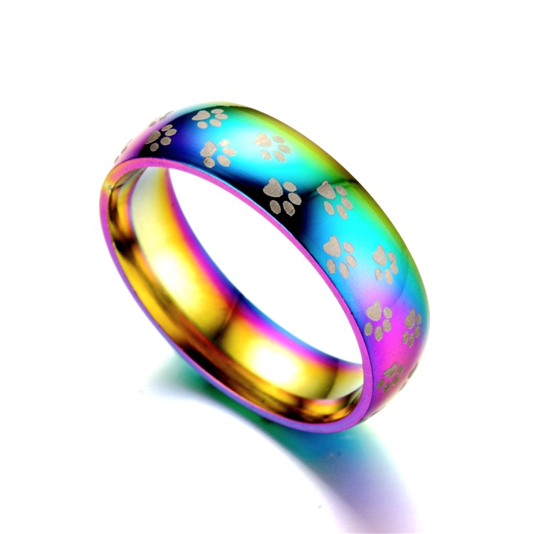 Wholesale Colorful Little Feet Titanium Steel Ring Nihaojewelry display picture 4