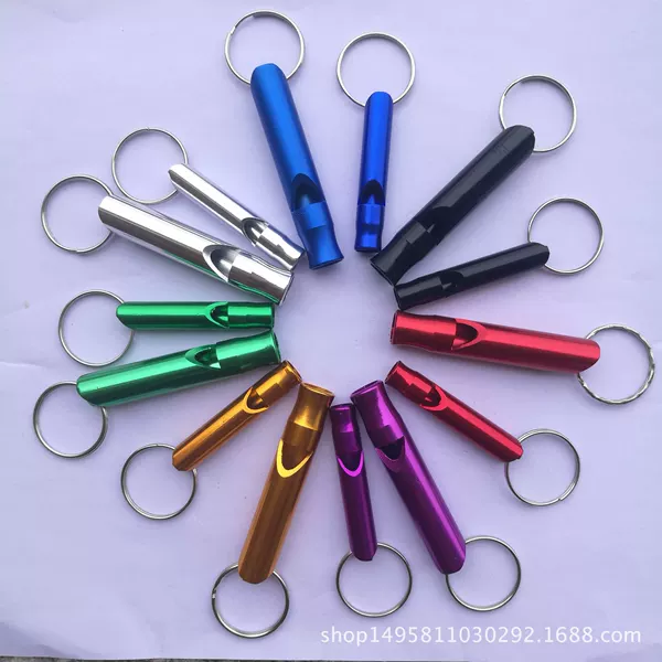 Factory Direct Sales Aluminum Alloy Small Whistle Survival Whistle No. 5 Whistle 7-color Matching Delivery Small Pendant Gift